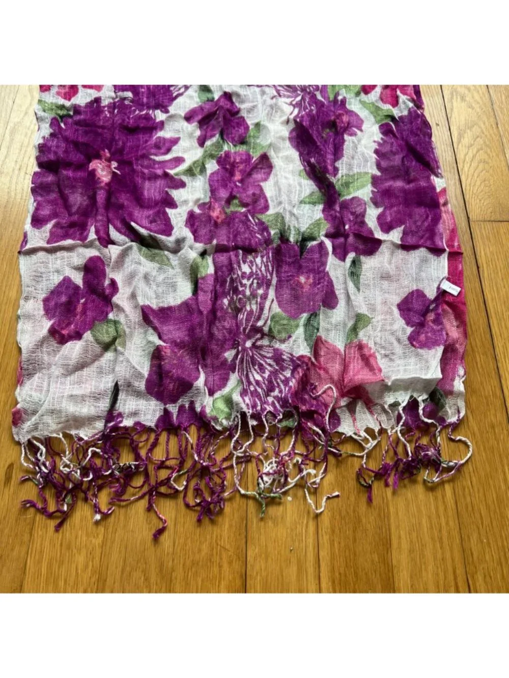 Purple Floral 100% Linen Size 70